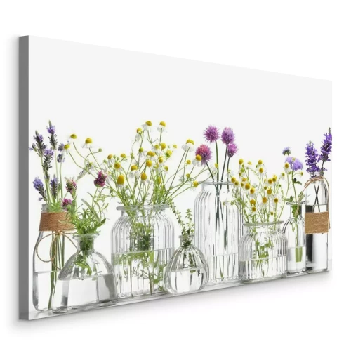 Canvas Een flesje etherische kruidenolie