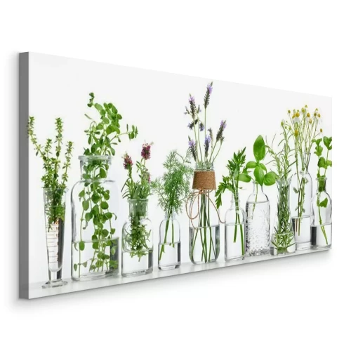 Canvas Een flesje etherische kruidenolie