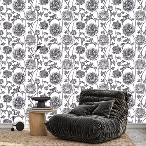 Behang Naadloos patroon met lentebloemen.