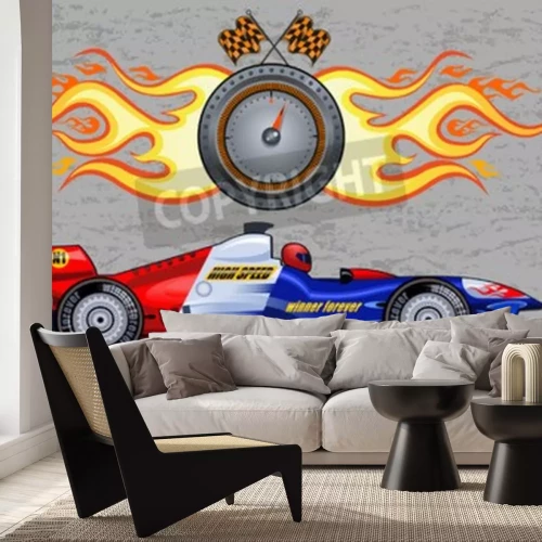 Fotobehang Een kleurrijke raceauto