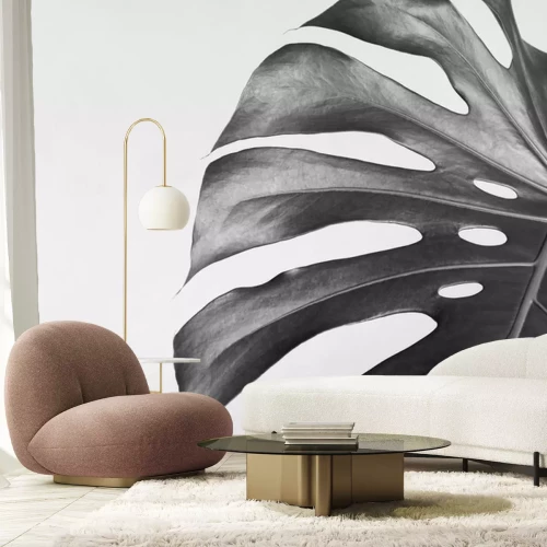 Sticker Zwart-wit tekening van een monsterablad