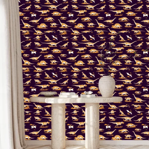 Behang Dinosaurus silhouetten