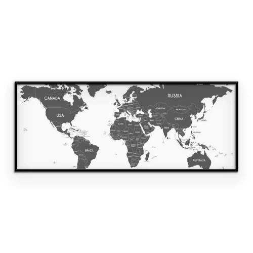 Poster Politieke wereldkaart in grijs