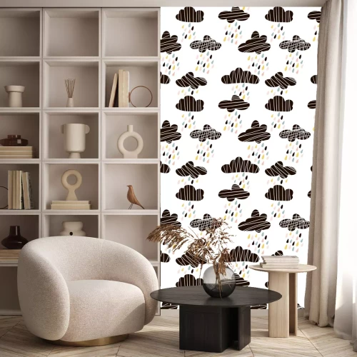 Behang Kleurrijke regen van zwarte wolken