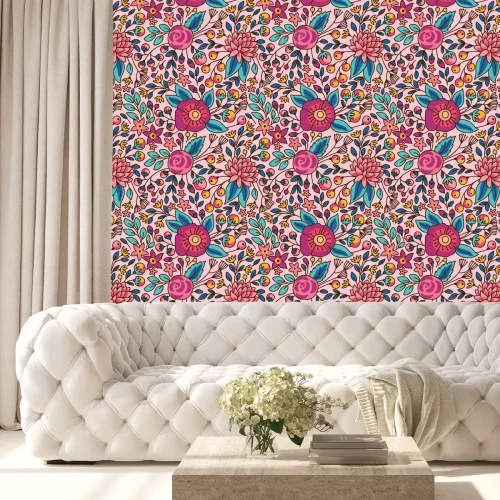 Behang Naadloos bloemenpatroon. Vector illustratie met lichte bloemen.