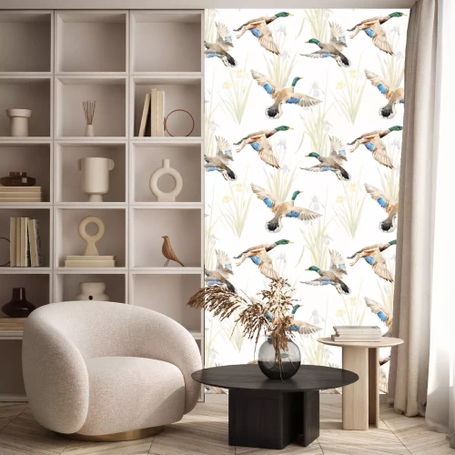 Behang Waterverf patroon met eenden