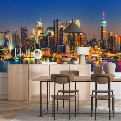 Fotobehang Uitzicht op Manhattan &#39;s nachts