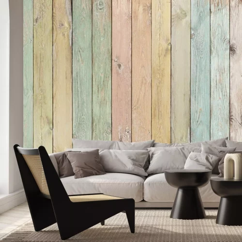 Fotobehang Gekleurd pastel hekwerk