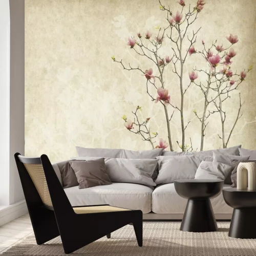 Fotobehang Magnolia op een verouderde achtergrond