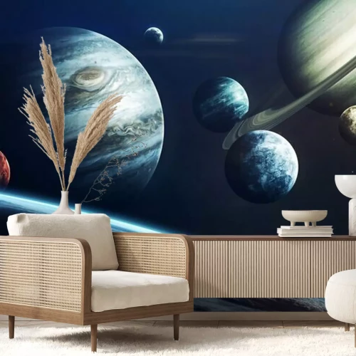 Fotobehang Realistische visualisatie van de planeten van het zonnestelsel