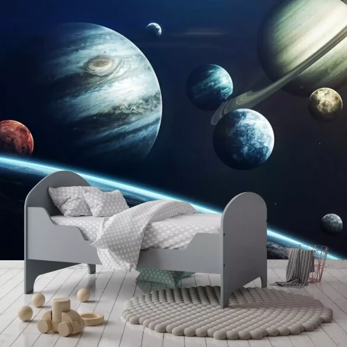 Fotobehang Realistische visualisatie van de planeten van het zonnestelsel