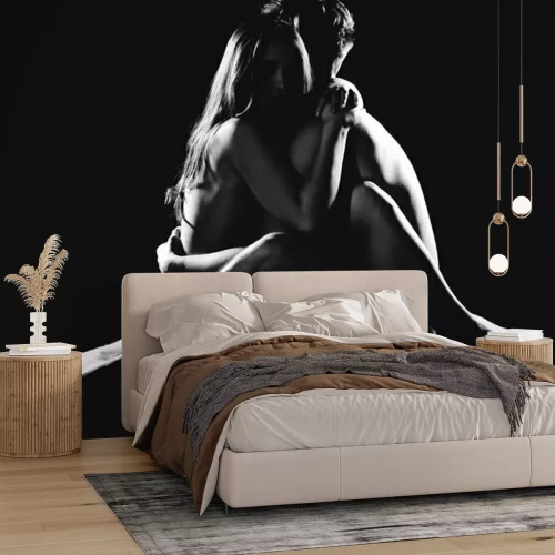 Fotobehang Naakt koppel knuffelt