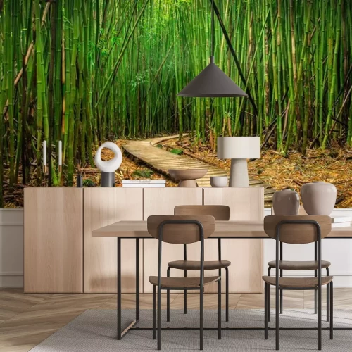 Fotobehang Bamboebospad