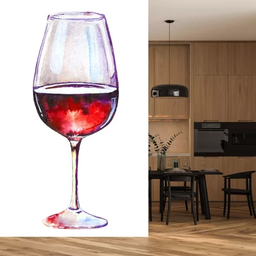 Sticker Glas rode wijn geïsoleerd op een witte achtergrond. Schilderachtige tekening