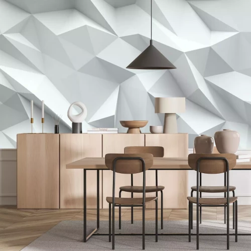 Fotobehang Witte verfrommelde 3D-textuur