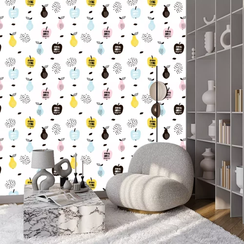 Behang Vruchten in abstracte patronen