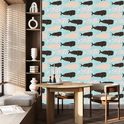 Behang Naadloos patroon met walvis. Kinderachtige textuur voor stof, textiel. Vector achtergrond