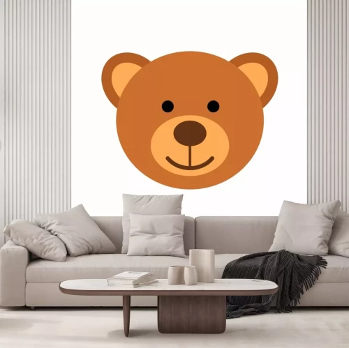 Sticker Teddybeer hoofd karakter geïsoleerd op een witte achtergrond. Zachte speelgoed vector illustratie in platte stijl.