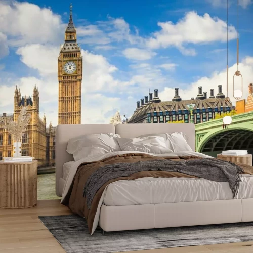 Fotobehang Big Ben en het Palace of Westminster tegen een heldere hemel