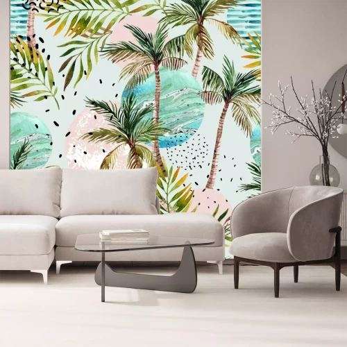 Fotobehang Kleurrijk palmboom patroon