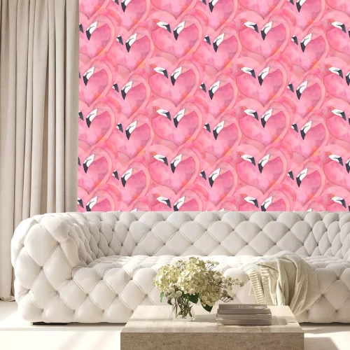 Behang Flamingo's gerangschikt in harten