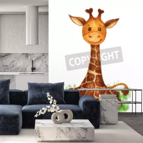 Sticker Jonge giraf op het gras