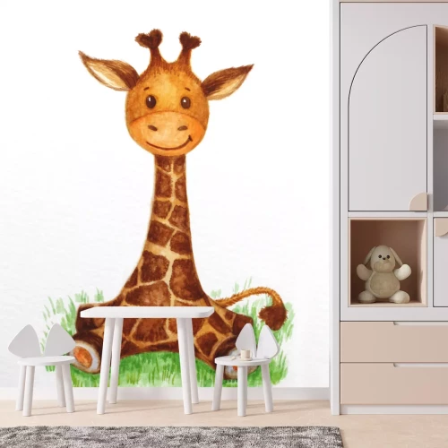Sticker Jonge giraf op het gras