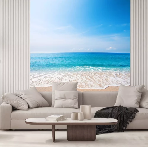 Fotobehang Strand zee en blauwe lucht