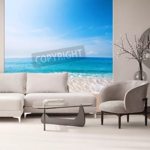 Fotobehang Strand zee en blauwe lucht
