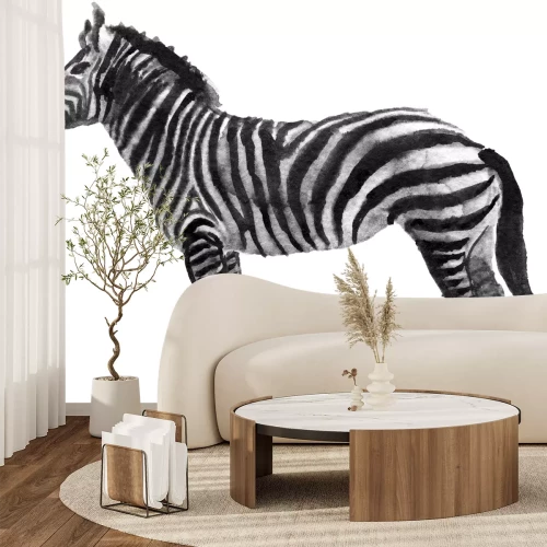Fotobehang Geschilderde zebra op een lichte achtergrond