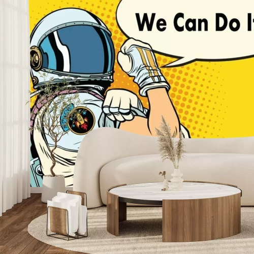 Sticker Astronaut in kleurrijke afbeeldingen in stripboekstijl