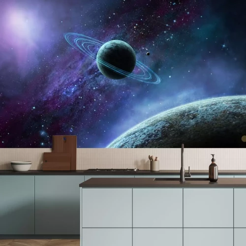 Sticker Planeten in de ruimte gerangschikt in een lijn