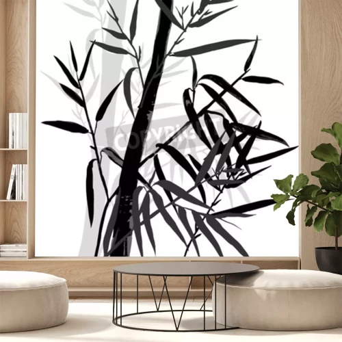 Sticker De top van het bamboe. Bamboe blad achtergrond. Vector illustratie