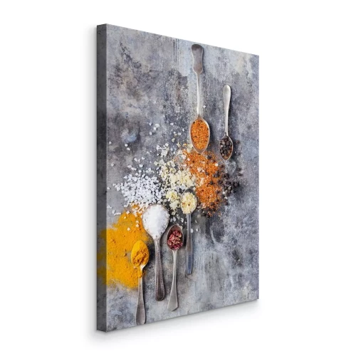 Canvas Verschillende Aziatische kruiden in lepels