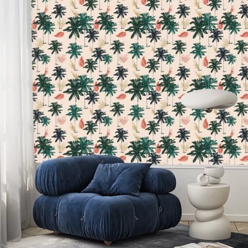 Behang Palm patroon naadloos in eenvoudige stijl vector illustratie