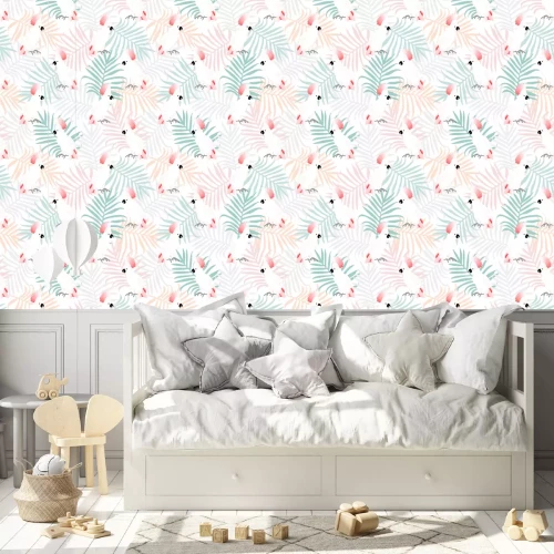 Behang Roodkuifpapegaaien