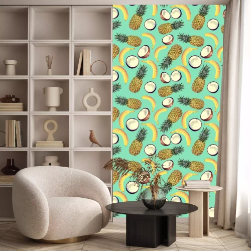 Behang Tropisch fruit kokosnoten ananas bananen