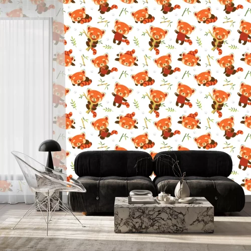 Behang Vector cartoon rode panda naadloze patroon