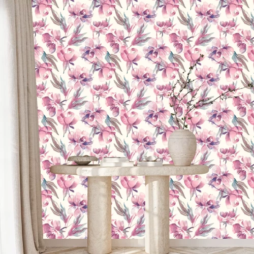 Behang Aquarel van delicate pioenen