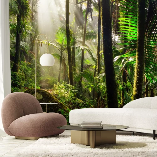 Fotobehang Zonnestralen in de jungle