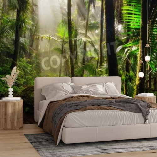 Fotobehang Zonnestralen in de jungle