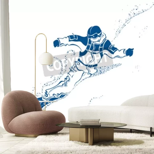 Fotobehang 3D minimalistische wintersport