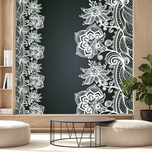 Sticker Abstracte Lace Verticale Naadloze Patroon.