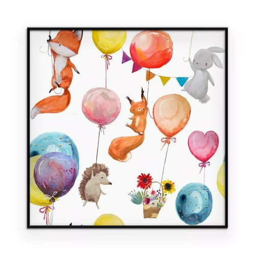 Poster Dieren die door ballonnen worden vervoerd