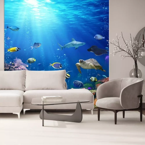 Fotobehang Vissen en kleurrijk koraalrif