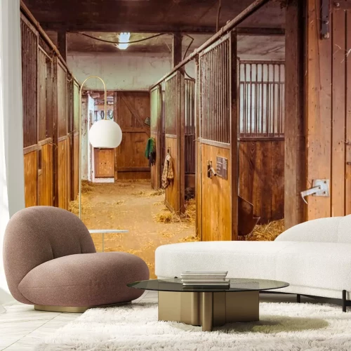 Fotobehang Stal met boxen voor paarden