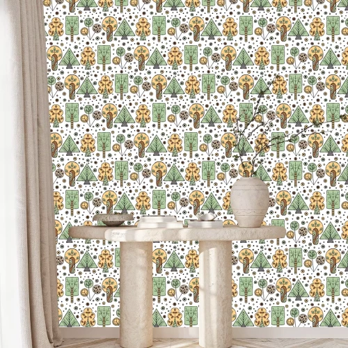 Behang Kinderbomen op een witte achtergrond