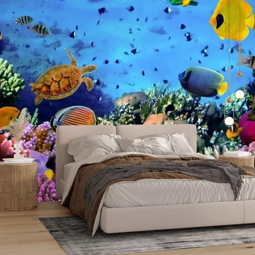 Fotobehang Koralen en vissen