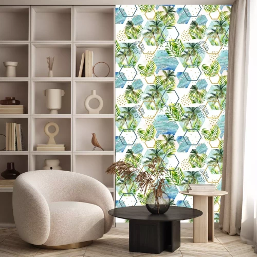 Behang Aquarel palmbladeren