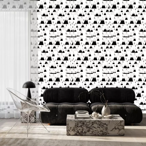 Behang Hand getekend Leuk Beer En Bospatroon.